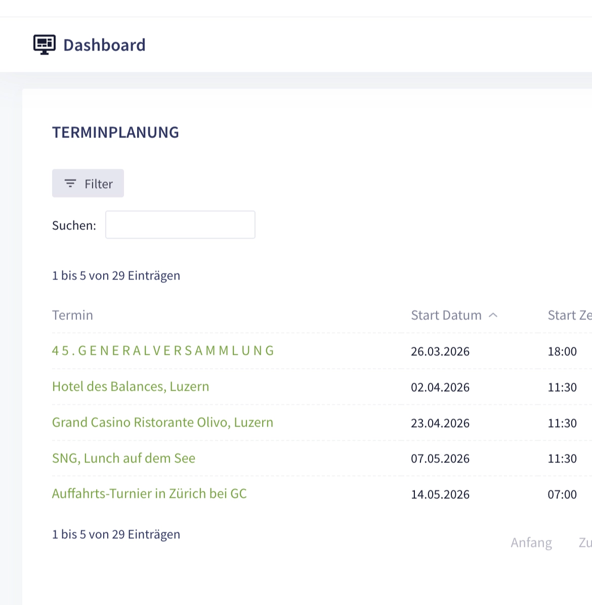 Clubhouse: Mitgliederzahlen im Dashboard
