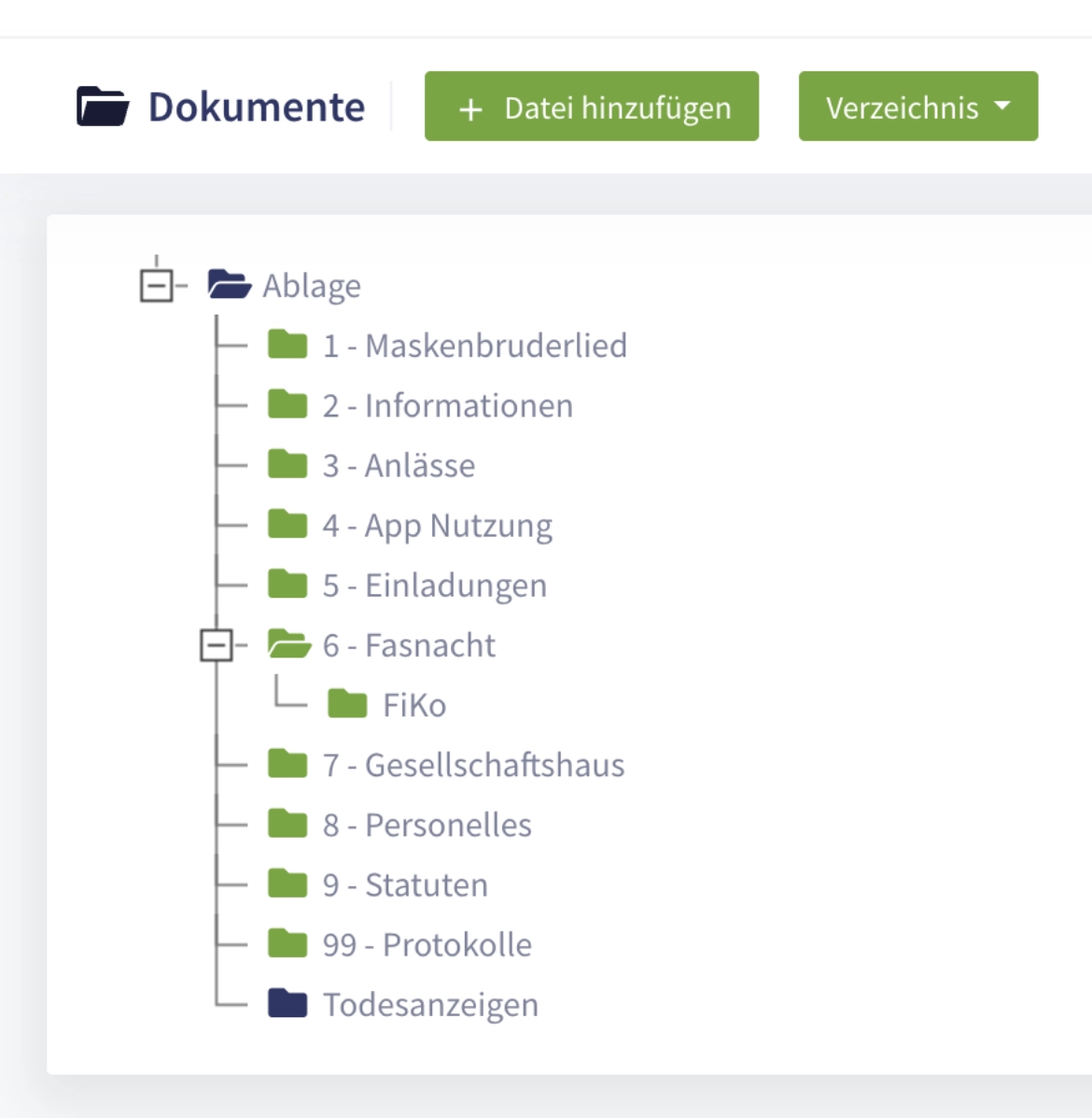 Clubhouse: Dokumentenübersicht